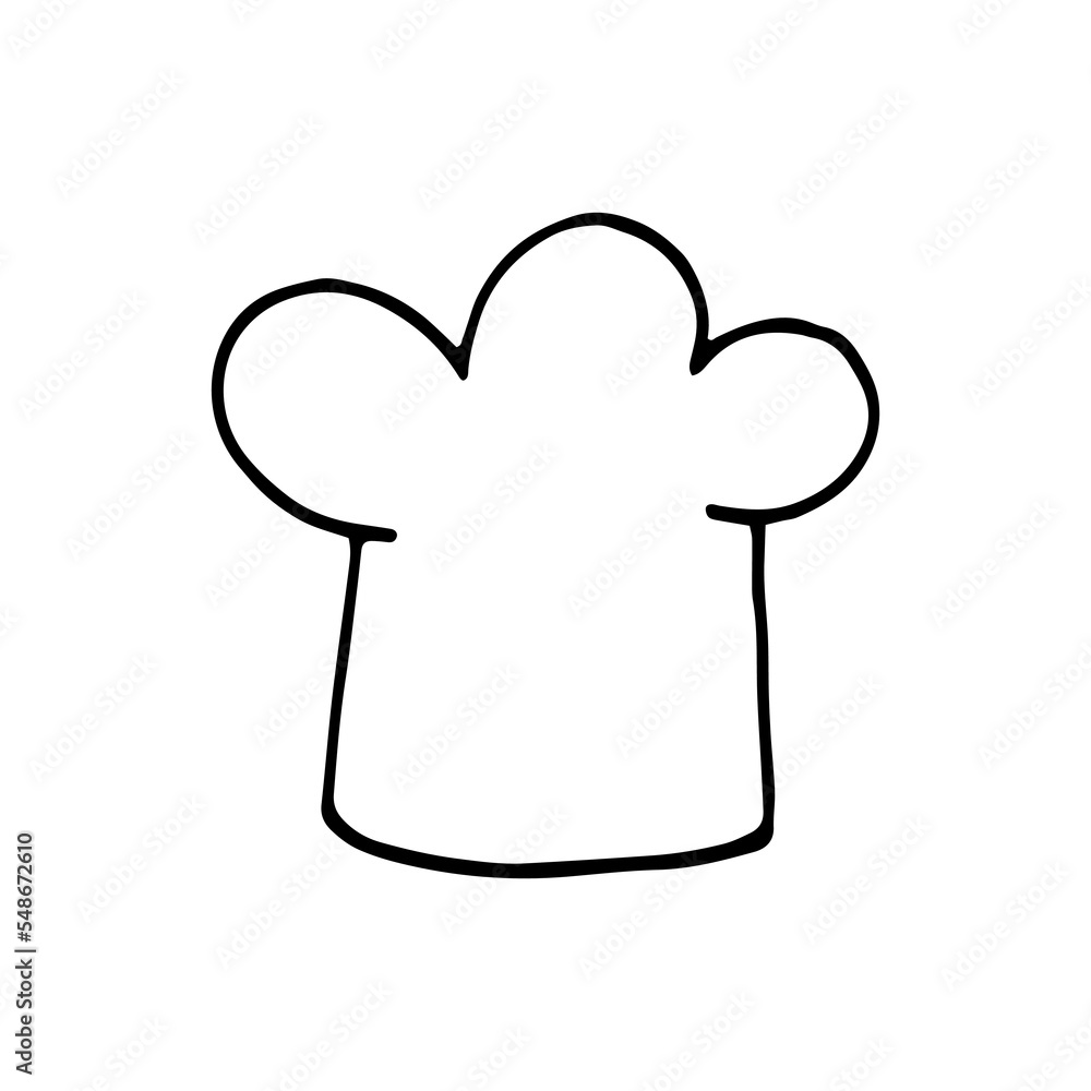 chefs hat hand drawn in doodle style. icon, sticker. chefs hat hand drawn in doodle style. icon, sticker.