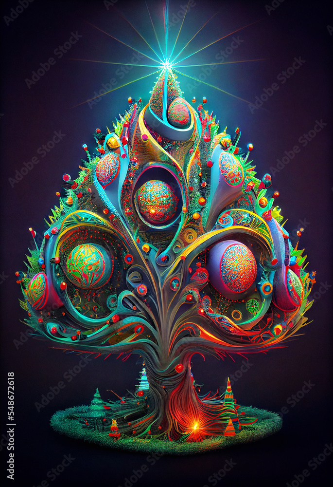 Fototapeta premium Midjourney abstract render of a Christmas tree
