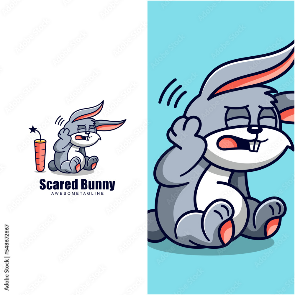scared rabbit character mascot design scared rabbit character mascot design