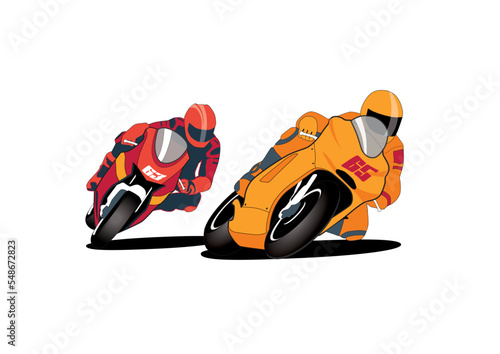 Two Sports Racing Motorcycles are riding on the track (ID: 548672823)