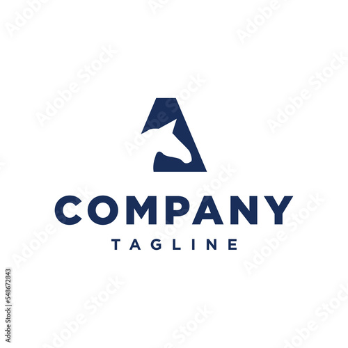 A Letter initial Head Horse equestrian Logo design