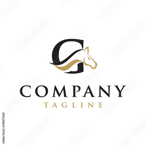 G Letter initial Horse Ranch Stable Stallion equestrian Logo design