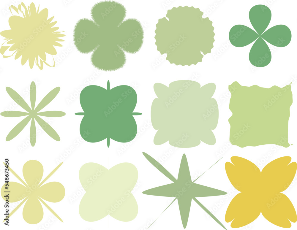 Flower Shapes in dreamy pastel lime soft colors Flower Shapes in dreamy pastel lime soft colors