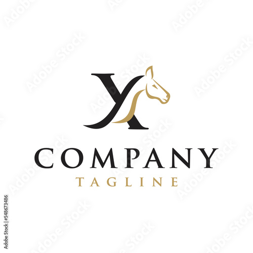 X Letter initial Horse Ranch Stable Stallion equestrian Logo design