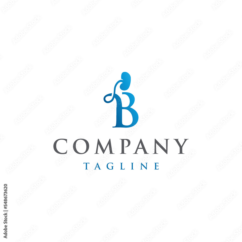 B Letter Initial modern and luxury kidney logo vector B Letter Initial modern and luxury kidney logo vector