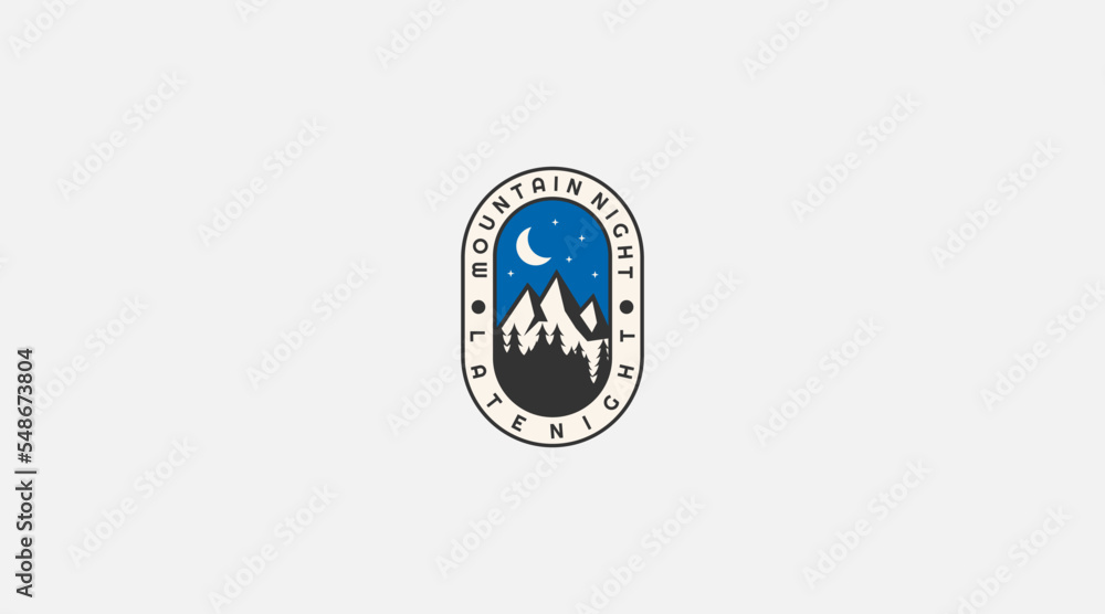 Obraz premium Mountain night view logo design vector template