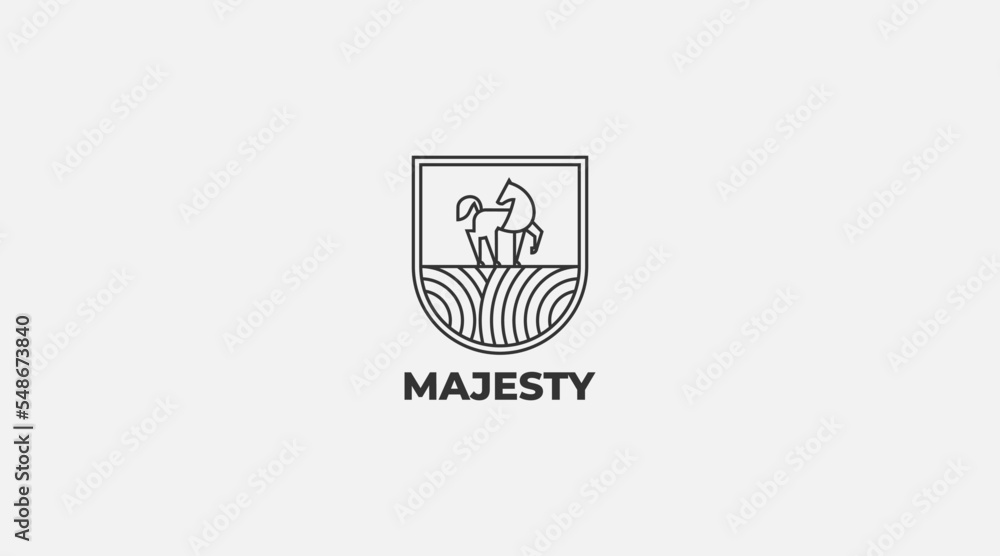 Horse line art with shield logo vector icon design Horse line art with shield logo vector icon design