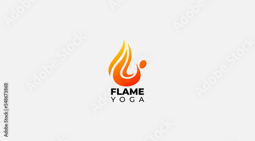 Hot yoga Flame logo abstract design vector icon template