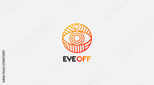 Eye off line art logo vector icon design illustration