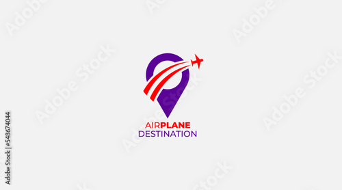 Airplane pin vector logo design icon Free Download Airplane pin vector logo design icon - GFXLoad