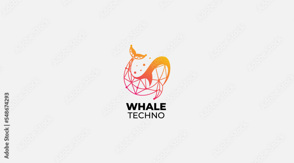 Obraz premium Whale techno logo design vector icon template