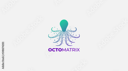 Octopus matrix logo icon vector design template