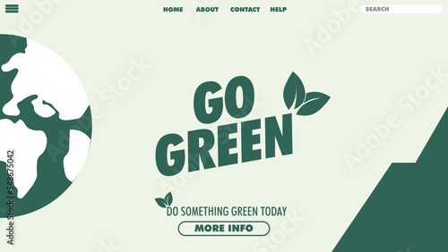 Go green landing page, go green banner design template, go green design element.