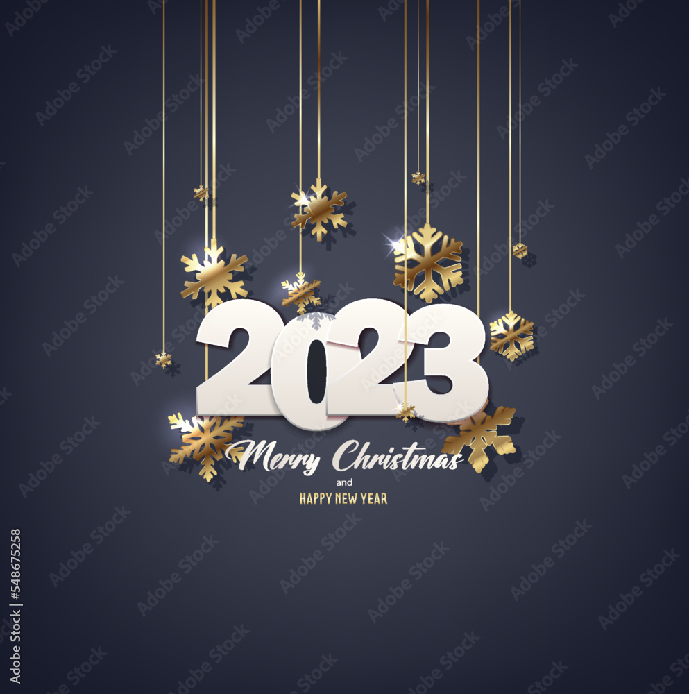 Happy New Year 2023 Holiday Greeting Banner With Balloons And The