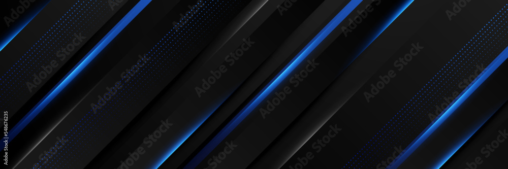 Obraz premium Abstract blue and black gradient banner