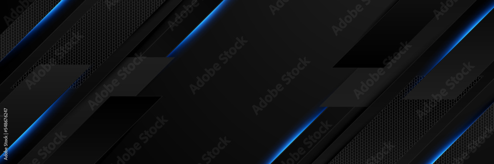 Abstract blue and black gradient banner