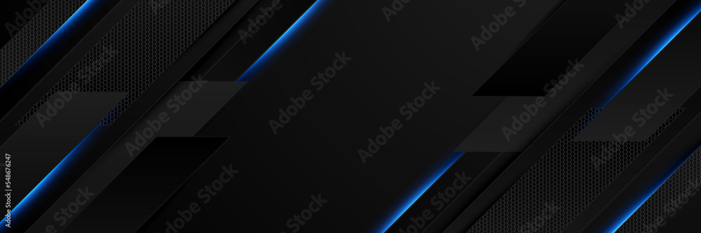 Abstract blue and black gradient banner Abstract blue and black gradient banner