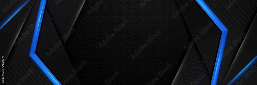 Abstract blue and black gradient banner Abstract blue and black gradient banner