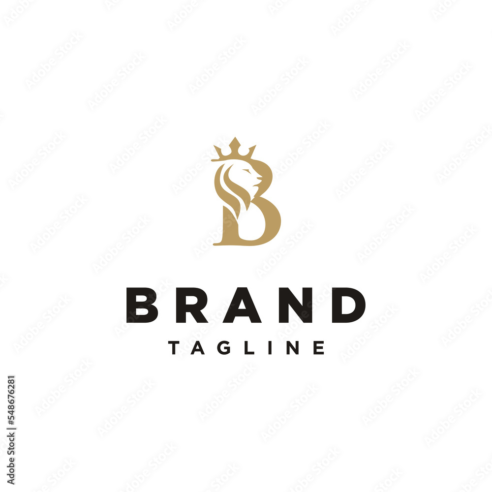 B Letter initial Lion King Elegant logo icon vector Template B Letter initial Lion King Elegant logo icon vector Template