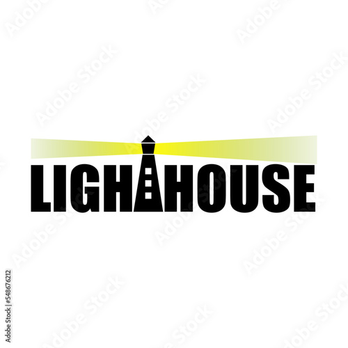 Illustration Vector of  lighthouse. Lighthouse, Beacon logo icon. simple logotype template.