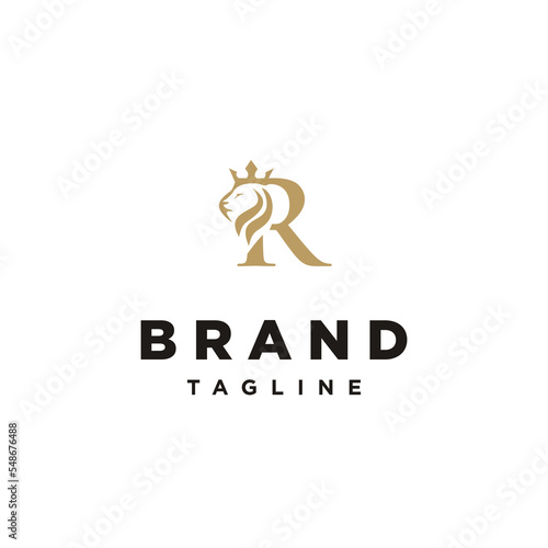 R Letter initial Lion King Elegant logo icon vector Template