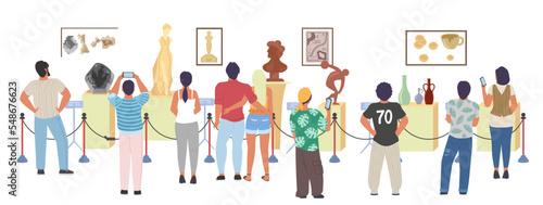 People at museum art gallery vector illustration