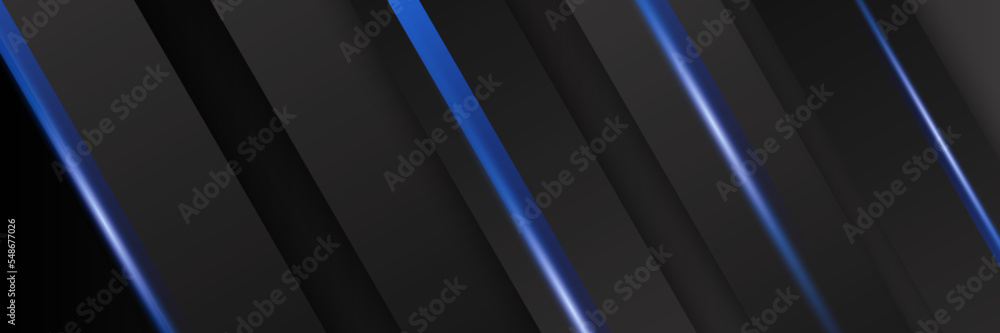 Dark blue and black abstract banner background. Blue geometry shine and layer element vector for presentation design. Suit for business, corporate, institution, party, festive, seminar, and talks.