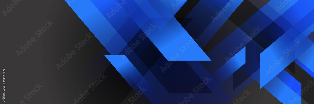 Obraz premium Dark blue and black abstract banner background. Blue geometry shine and layer element vector for presentation design. Suit for business, corporate, institution, party, festive, seminar, and talks.