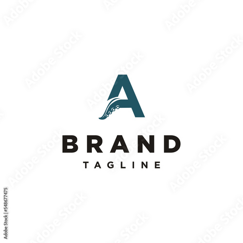A Letter initial octo octopus cracen logo icon vector Template
