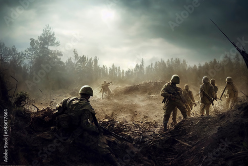 Soldaten im Krieg im Wald photo