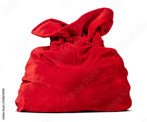 Santa Claus red bag full, isolated on white background. File contains a path to isolation.