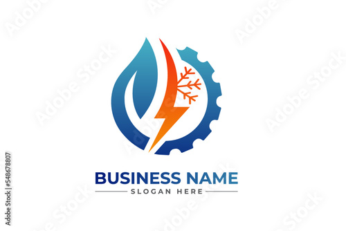 oil and gas with leaf. HVAC, oil, gas, air condition and heating logo	