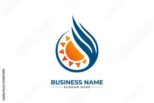 oil and gas with heating icon. HVAC, oil, gas, air condition and heating logo