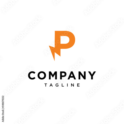 P Letter Electric storm Vector logo icon vector Template