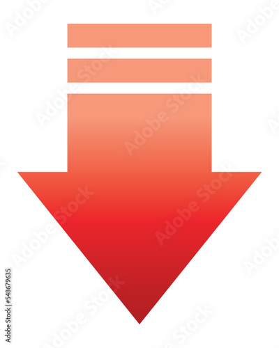 赤グラデーションの矢印　下向き　インストール　気温変化　red gradient arrow