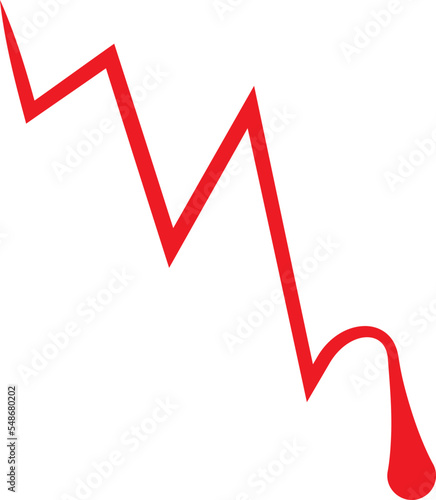 Fotografija Red downward trend line element.