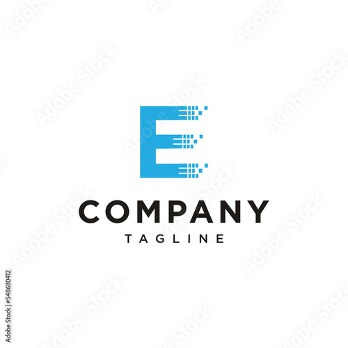 E Letter technology network computer Vector logo icon vector Template