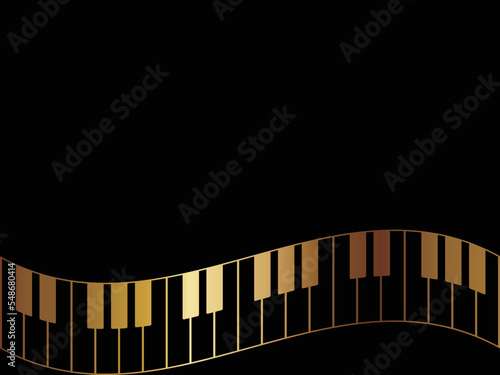 ピアノの鍵盤の背景　横位置　ゴールド
