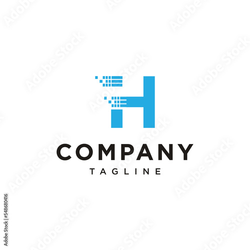 H Letter technology network computer Vector logo icon vector Template
