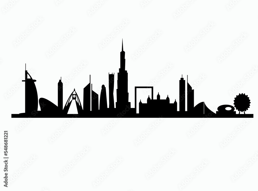 Dubai UAE city skyline silhouette