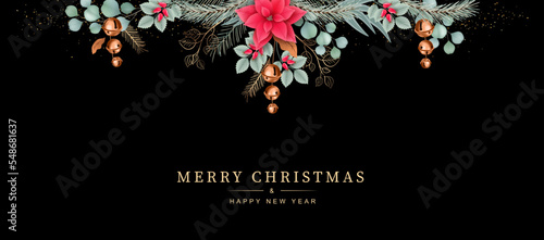 Bild auf Leinwand Merry Christmas and Happy New Year banner