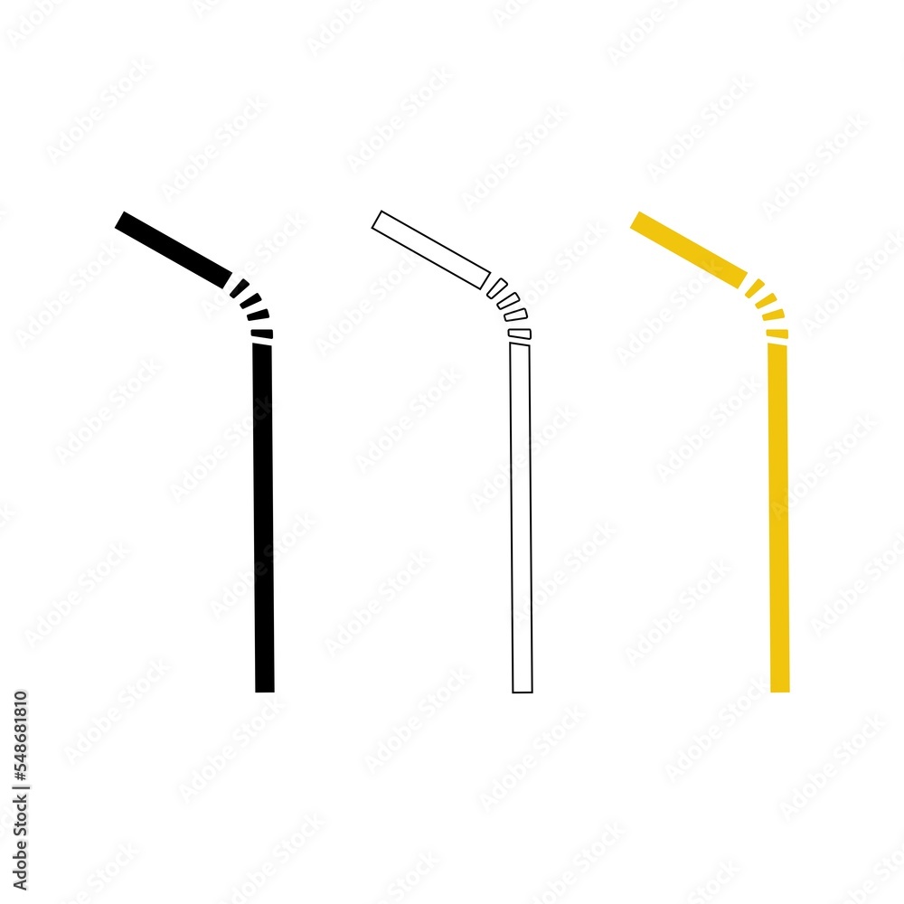 Set of plastic straw icon isolated on white background Set of plastic straw icon isolated on white background