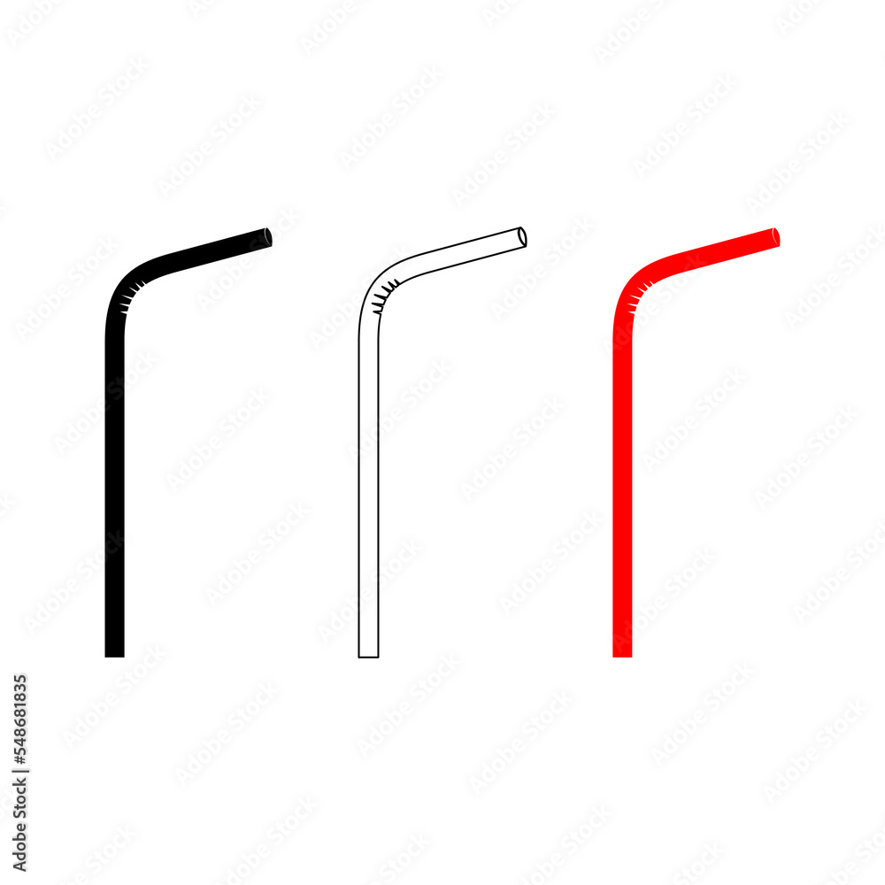 Set of plastic straw icon isolated on white background Set of plastic straw icon isolated on white background