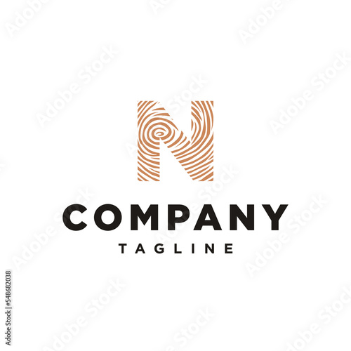 N Letter initial Wood logo inspiration