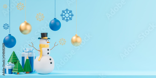 3d rendering winter season and Christmas day background with copy space for text or message.