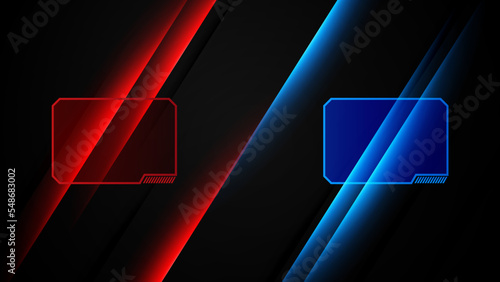 versus vs background with blue and red light, halftone, gradient color for game, battle, fight, competition, match, sport, contest, team, championship, combat, duel, tournament, and 3d effect
