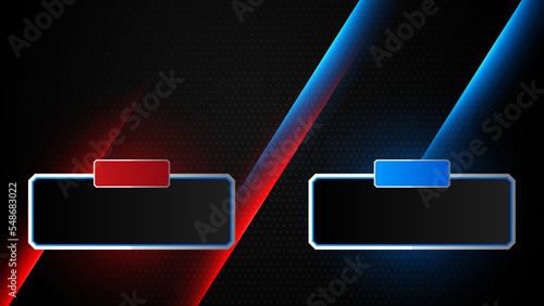 versus vs background with blue and red light, halftone, gradient color for game, battle, fight, competition, match, sport, contest, team, championship, combat, duel, tournament, and 3d effect