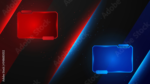 versus vs background with blue and red light, halftone, gradient color for game, battle, fight, competition, match, sport, contest, team, championship, combat, duel, tournament, and 3d effect