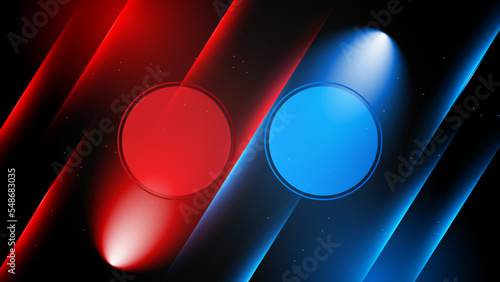 versus vs background with blue and red light, halftone, gradient color for game, battle, fight, competition, match, sport, contest, team, championship, combat, duel, tournament, and 3d effect