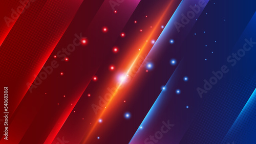 versus vs background with blue and red light, halftone, gradient color for game, battle, fight, competition, match, sport, contest, team, championship, combat, duel, tournament, and 3d effect
